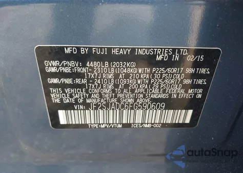 2015 Subaru Forester 2.5I Premium from USA, damaged, VIN JF2SJADC6FG590609